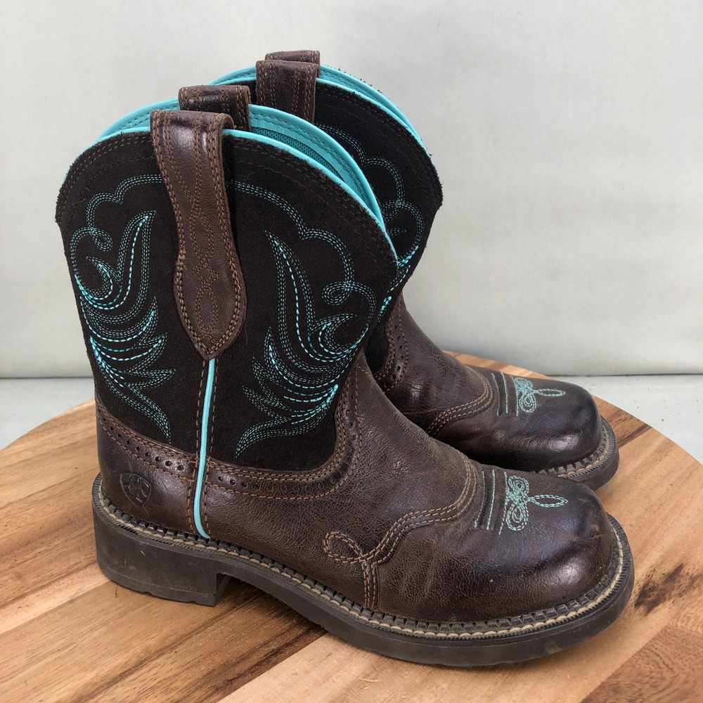 Ariat Fatbaby Heritage Dapper Brown Leather Western Boots Womens 6.5 B Pull On